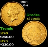 1851 Gold Dollar $1 Grades xf details