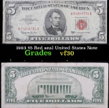 1963 $5 Red seal United States Note . . Grades vf++