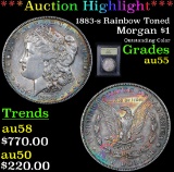 ***Auction Highlight*** 1883-s Rainbow Toned Morgan Dollar $1 Graded Choice AU By USCG (fc)