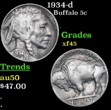 1934-d Buffalo Nickel 5c Grades xf+