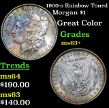 1900-o Rainbow Toned Morgan Dollar $1 Grades Select+ Unc