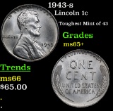 1943-s Lincoln Cent 1c Grades GEM+ Unc