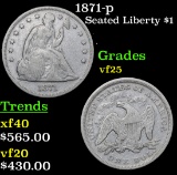 1871-p Seated Liberty Dollar $1 Grades vf+