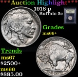 ***Auction Highlight*** 1916-p Buffalo Nickel 5c Graded GEM++ Unc By USCG (fc)