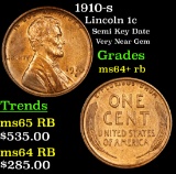 1910-s Lincoln Cent 1c Grades Choice+ Unc RB