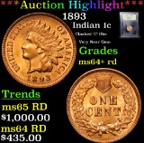 ***Auction Highlight*** 1893 Indian Cent 1c Graded Choice+ Unc RD By USCG (fc)