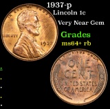 1937-p Lincoln Cent 1c Grades Choice+ Unc RB