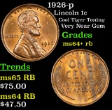 1926-p Lincoln Cent 1c Grades Choice+ Unc RB