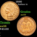 1890 Indian Cent 1c Grades Choice AU