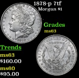 1878-p 7tf Morgan Dollar $1 Grades Select Unc