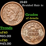 1849 Braided Hair Large Cent 1c Grades xf details