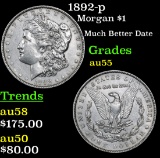 1892-p Morgan Dollar $1 Grades Choice AU