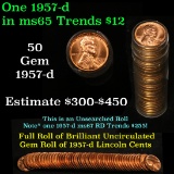 Full roll of 1957-d Lincoln Cents 1c Uncirculated Condition . .