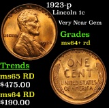 1923-p Lincoln Cent 1c Grades Choice+ Unc RD