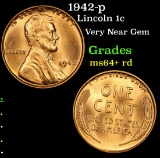 1942-p Lincoln Cent 1c Grades Choice+ Unc RD