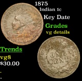 1875 Indian Cent 1c Grades vg details