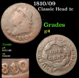 1810/09 Classic Head Large Cent 1c Grades g, good