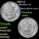 1891-p Morgan Dollar $1 Grades Select Unc