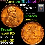 ***Auction Highlight*** 1931-s Lincoln Cent 1c Graded Choice+ Unc RD By USCG (fc)