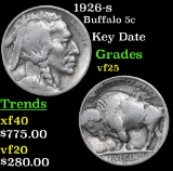 1926-s Buffalo Nickel 5c Grades vf+