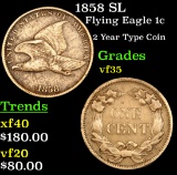 1858 SL Flying Eagle Cent 1c Grades vf++