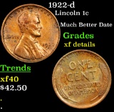 1922-d Lincoln Cent 1c Grades xf details