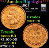 ***Auction Highlight*** 1902 Indian Cent 1c Graded Gem+ Unc RD By USCG (fc)