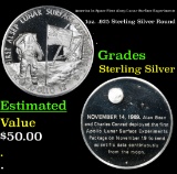 America In Space First Alsep Lunar Surface Experiments 1oz. .925 Sterling Silver Round Grades