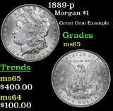 1889-p Morgan Dollar $1 Grades GEM Unc