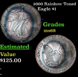 2000 Rainbow Toned Silver Eagle Dollar $1 Grades GEM+++ Unc