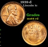 1939-d Lincoln Cent 1c Grades Choice Unc RD