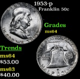 1953-p Franklin Half Dollar 50c Grades Choice Unc