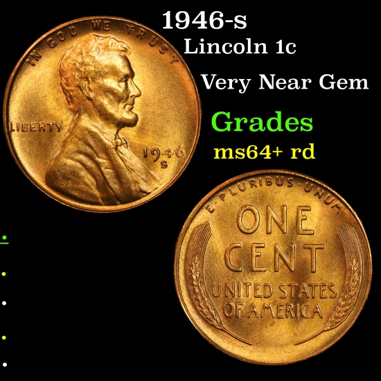 1946-s Lincoln Cent 1c Grades Choice+ Unc RD