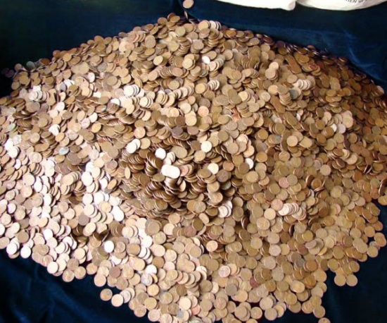 ***Auction Highlight*** UNSEARCHED 5000 pc Bag of Lincoln Wheat Cents Average Circulated  . . (fc)