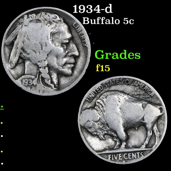 1934-d Buffalo Nickel 5c Grades f+