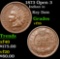 1873 Open 3 Indian Cent 1c Grades vf++