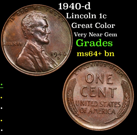 1940-d Lincoln Cent 1c Grades Choice+ Unc BN