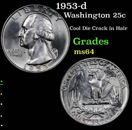 1953-d Washington Quarter 25c Grades Choice Unc