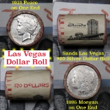 *Auction Highlight* Full Morgan/Peace Sands Hotel silver $1 roll $20, 1921 Peace $1 & 1895 ends (fc)