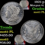 1921-p Morgan Dollar $1 Grades Select Unc PL (fc)