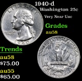 1940-d Washington Quarter 25c Grades Choice AU/BU Slider