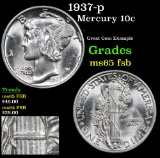 1937-p Mercury Dime 10c Grades GEM FSB