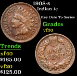 1908-s Indian Cent 1c Grades vf++