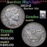 ***Auction Highlight*** 1913-d Barber Quarter 25c Graded Select+ Unc By USCG (fc)