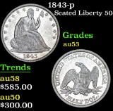 1843-p Seated Half Dollar 50c Grades Select AU