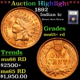 ***Auction Highlight*** 1892 Indian Cent 1c Graded Gem+ Unc RD By USCG (fc)