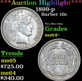 ***Auction Highlight*** 1899-p Barber Dime 10c Graded Choice+ Unc By USCG (fc)