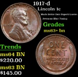 1917-d Lincoln Cent 1c Grades Select+ Unc BN