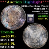 ***Auction Highlight*** 1880-s Rainbow Toned Morgan Dollar $1 Graded Choice Unc+ PL By USCG (fc)
