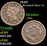 1845 Braided Hair Large Cent 1c Grades vf++